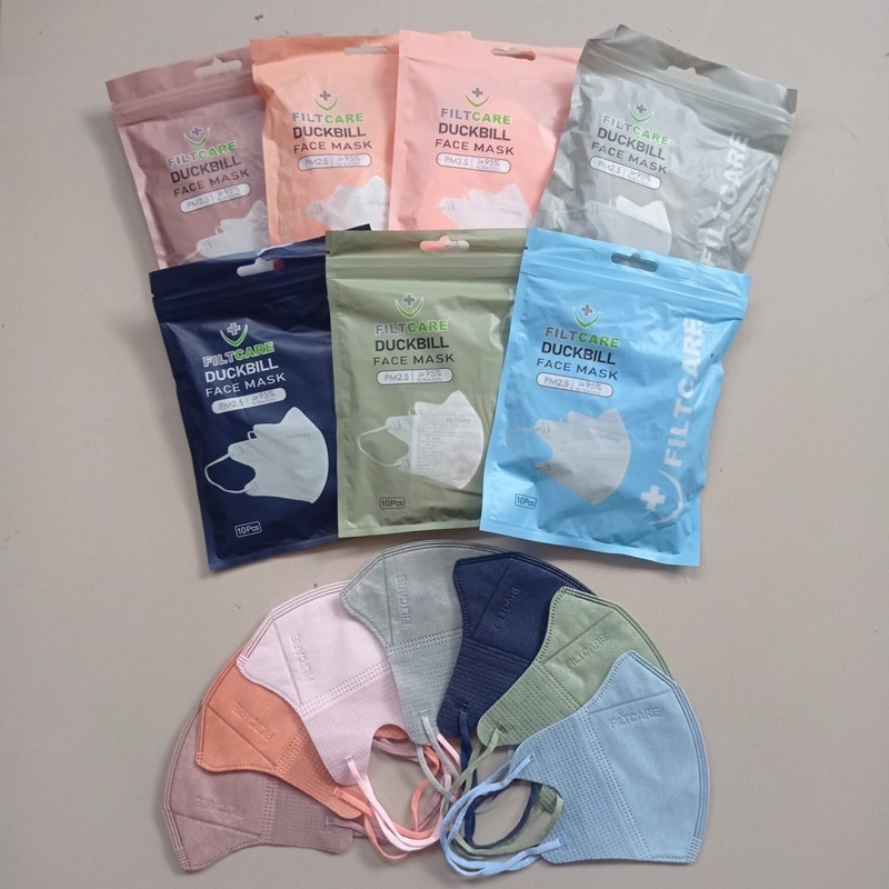 Masker Duckbill Earloop Filtcare 4 Layer Embos Isi 10PCS Warna