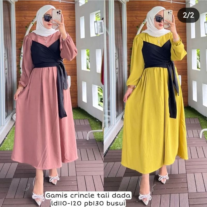 Lesti Gamis Crinkle Premium Ld 110 // Gamis Lesti Terbaru Viral // Gamis Bisa Cod Lesti // Lesti Gamis Viral Kekinian // Gamis Crinkle Air Flow Premium // By WickyCollection