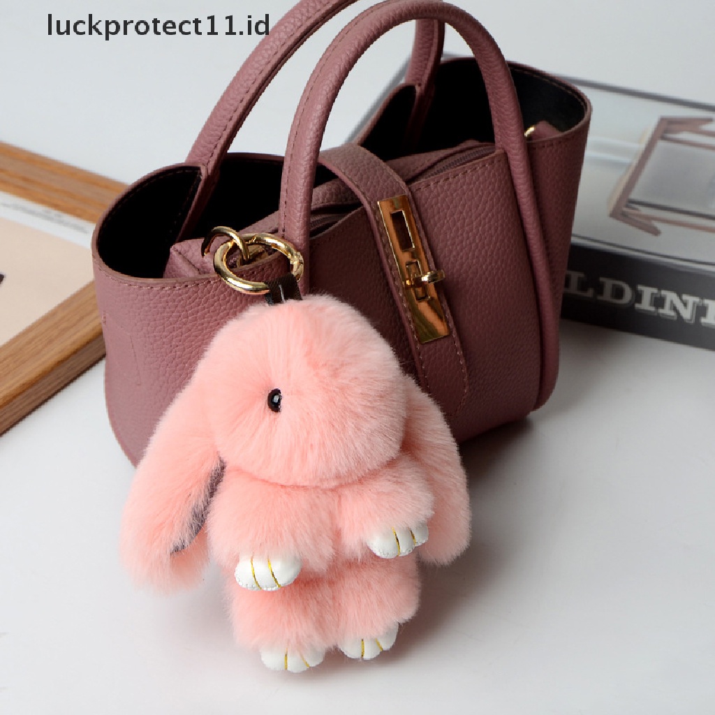 /Fashion Hot// Fashion// Rabbit Keychain Ring Fluffy Bulu Asli Pompon Bunny Trinket Key Chain Charm Gantungan Kunci Lucu Di Tas Liontin Kunci Mobil.