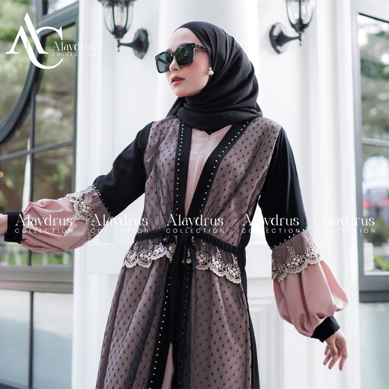Abaya Syari Gamis Maxi Dress Arab Saudi Bordir Zephy Turki Umroh Dubai Turkey India Wanita Hitamjo 867