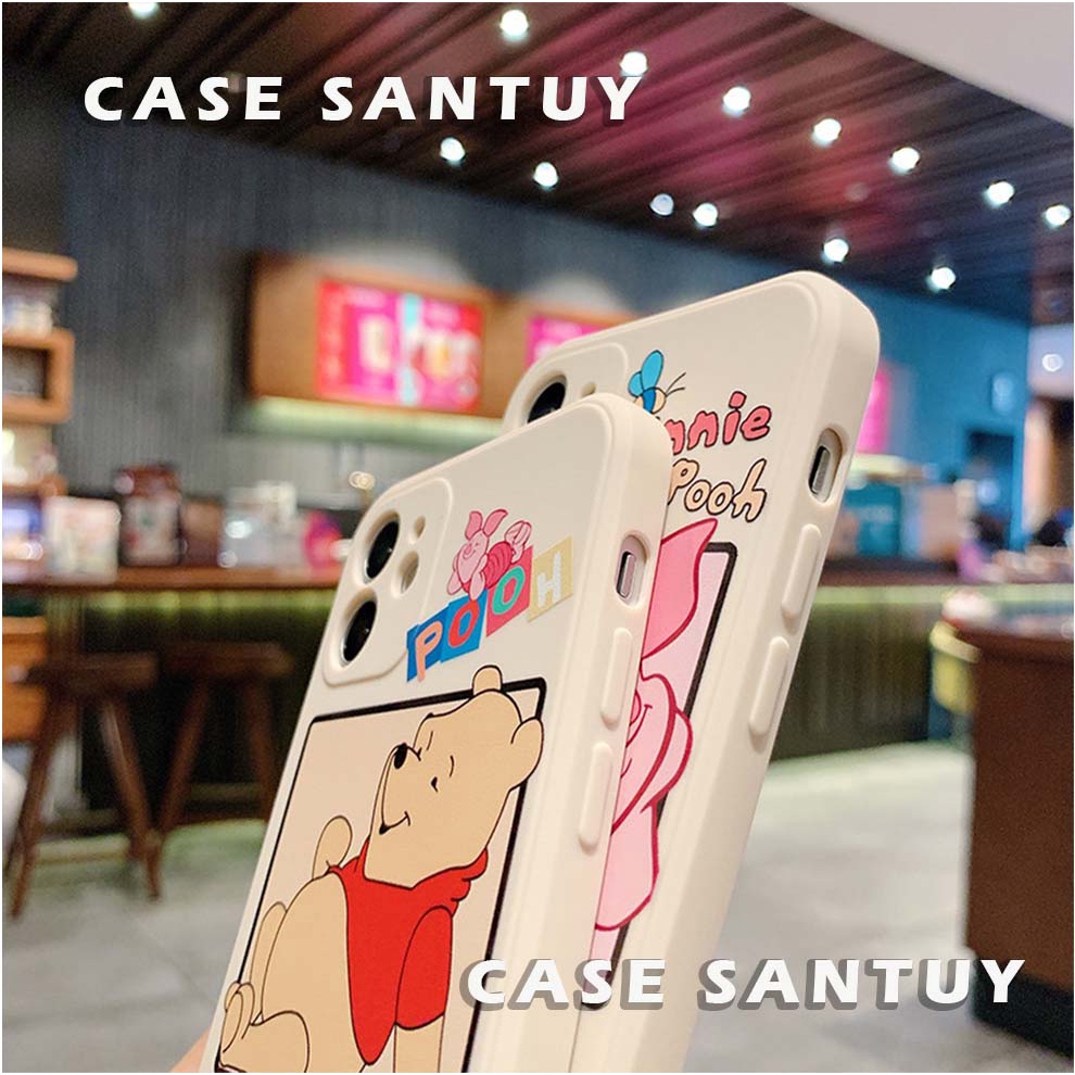 Case Casing Infinix HOT SMART NOTE 4 4C 5 6 9 10 10S 10T 11 11S Pro Play NFC Plus Lite X670 Square Edge Phone Case Cover Casing Silicone Winnie the pooh