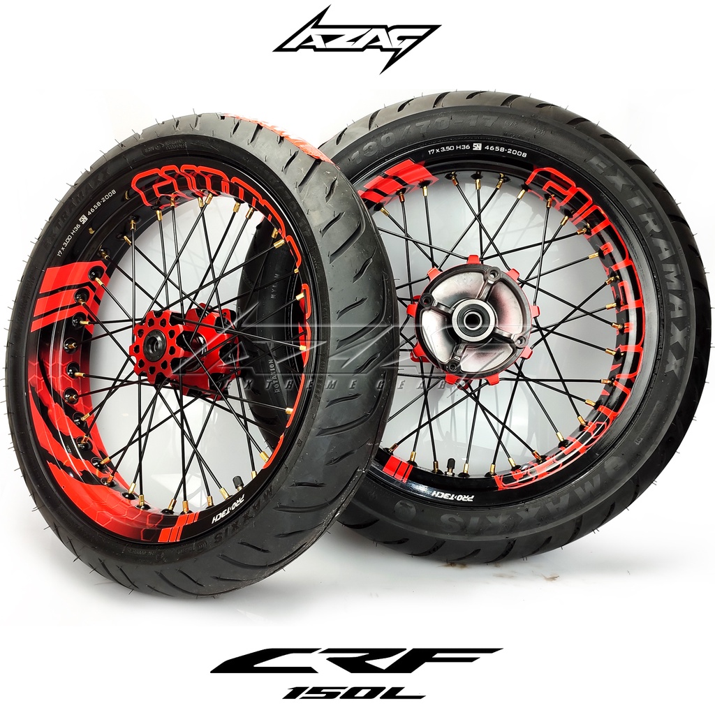 BAN SET WHEEL SET HONDA CRF 150 L SUPERMOTO VELG PROTECH BAN MAXXIS