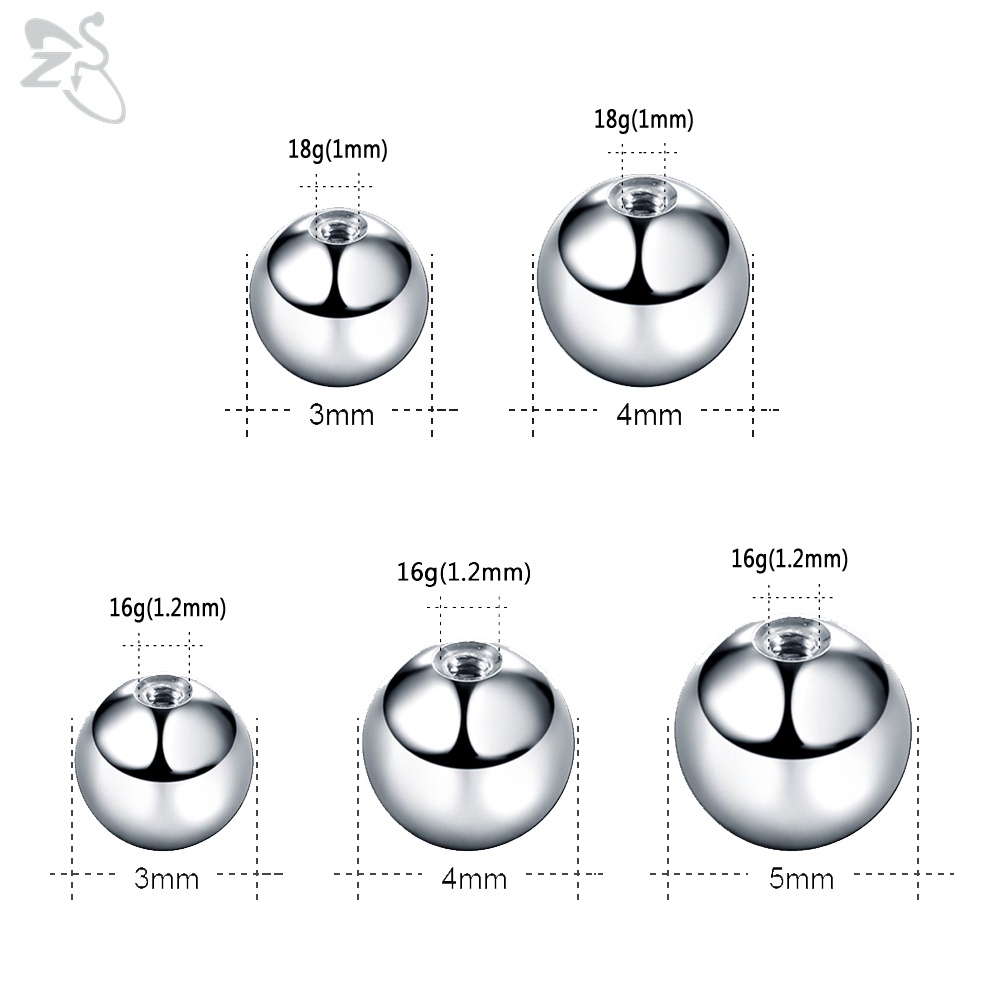 10pcs 18G/16G Hidung Telinga Labret Piercings Pengganti Stainless Steel Bola Aksesoris High Polish Piercings Earrings Screw Ball