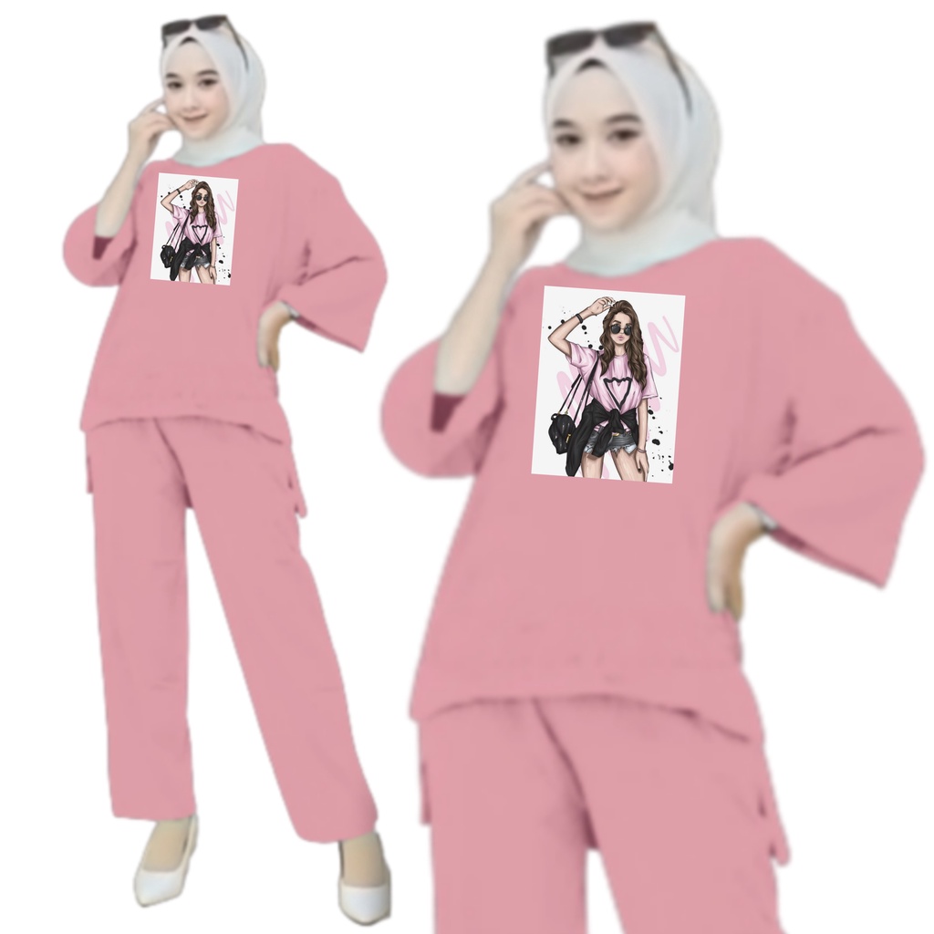 Setelan Kaos Wanita Dewasa Oversize Ld 130 cm Terbaru 2023 Viral Gambar DTF Bahan Kaos Babyterry Tangan 3/4 dan Celana Panjang One Set Wanita Dewasa Jumbo Kekinian Atasan Baju Wanita Dewasa Big Size Stelan Baju Wanita Santai Cewek KACA MATA