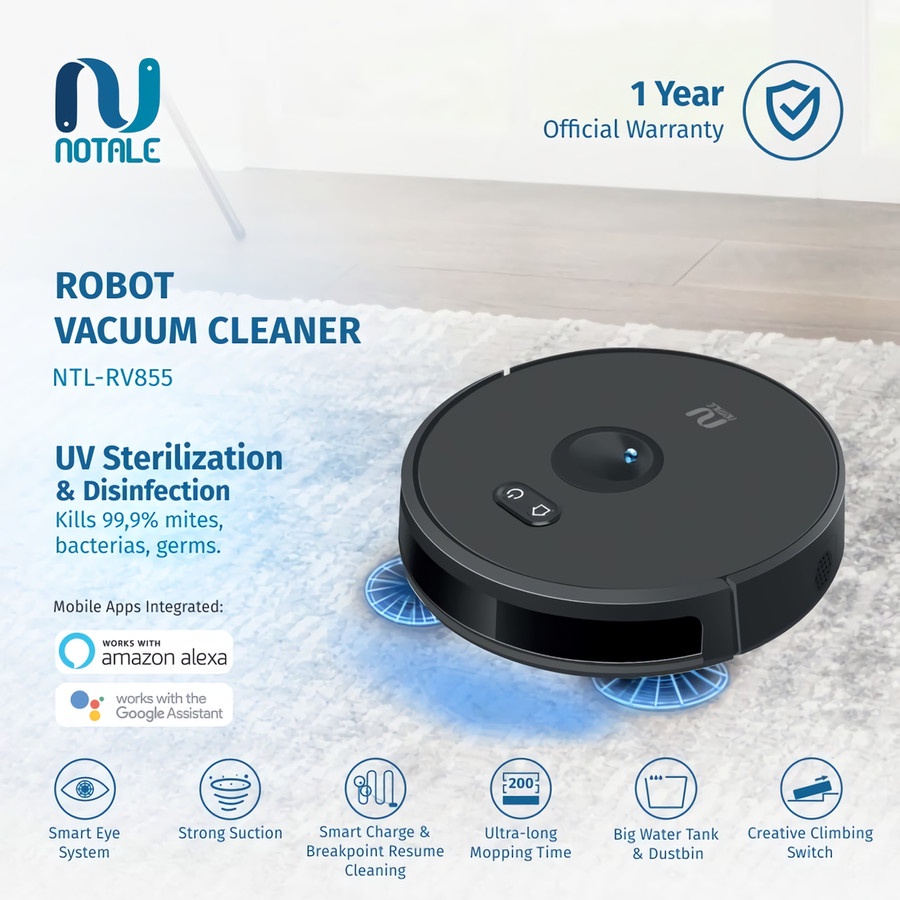 Notale Robot Vacuum Cleaner with UV Sweep Mop Pel