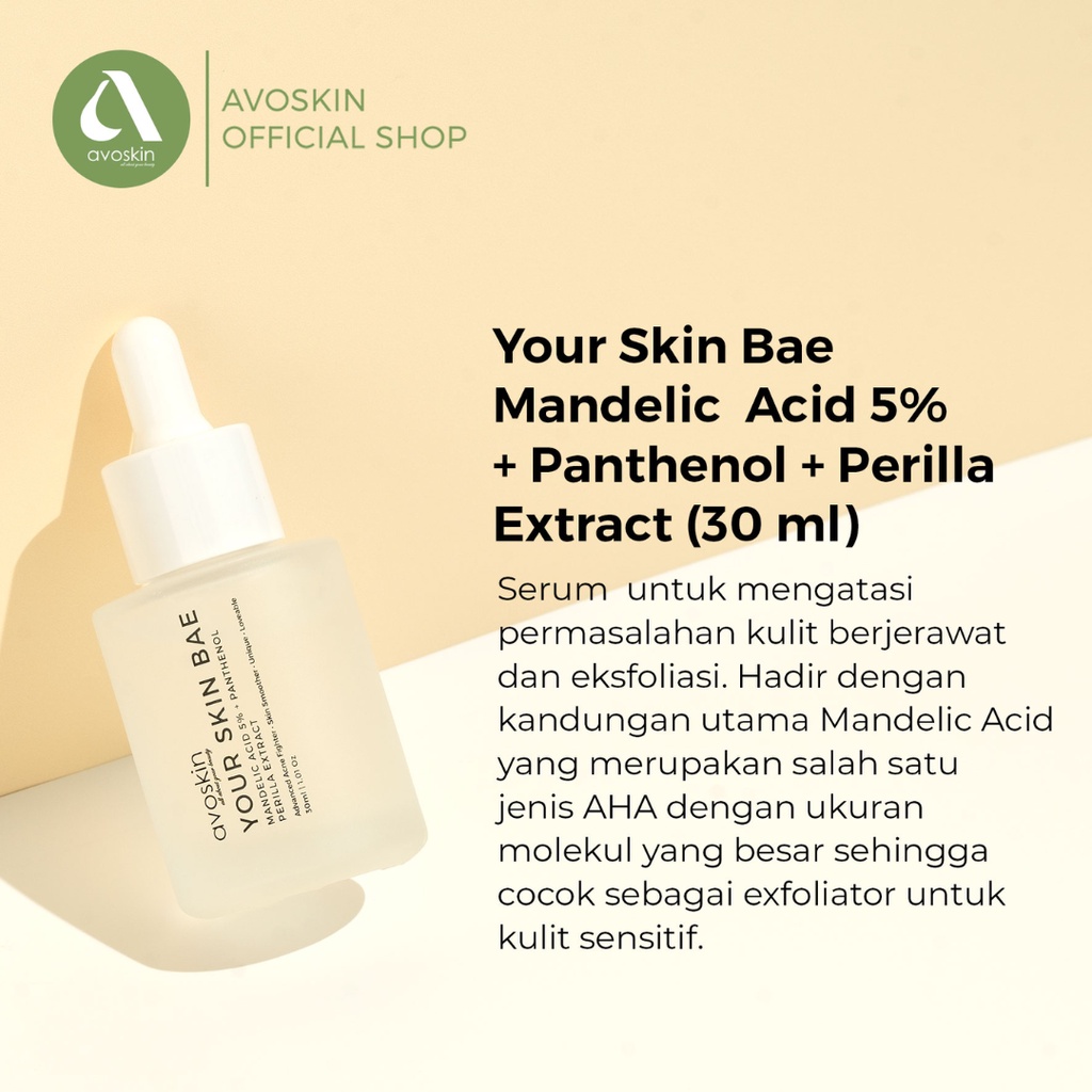 AVOSKIN Your Skin Bae YSB Serum 30ml Toner 100ml (Niacinamide, Salicylic Acid, Alpha Arbutin, Hyaluronic, Marine Collagen, Azeclair, Lactic Acid, Vitamin C, Panthenol Mugwort, Hyacross, Ceramide, Kojic, Tranexamic, Mandelic, Spirulina, Tea Tree)