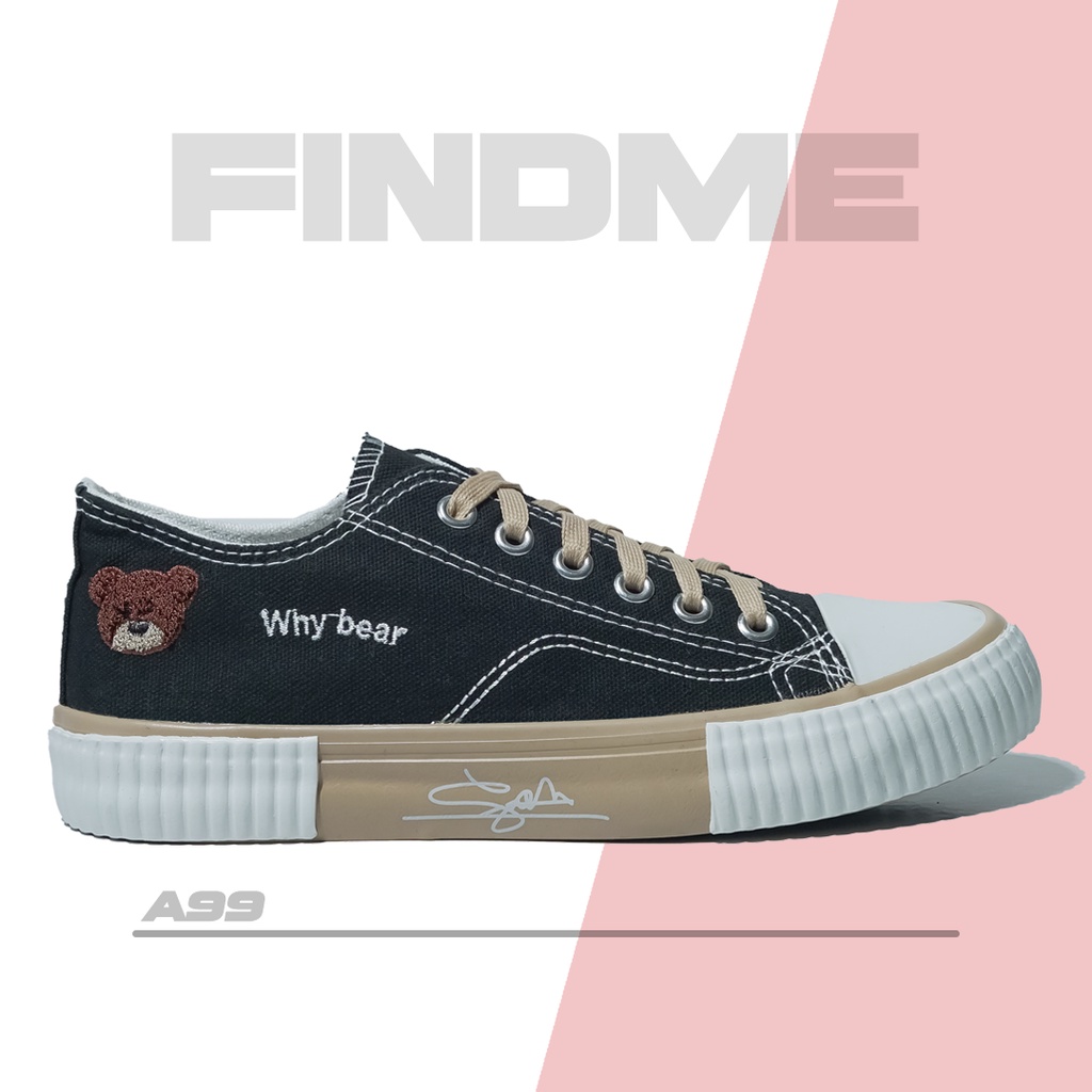 SEPATU SNEAKERS KANVAS BERUANG BEAR LUCU CANTIK NYAMAN CASUAL DAILY COMFY IMPORT A99