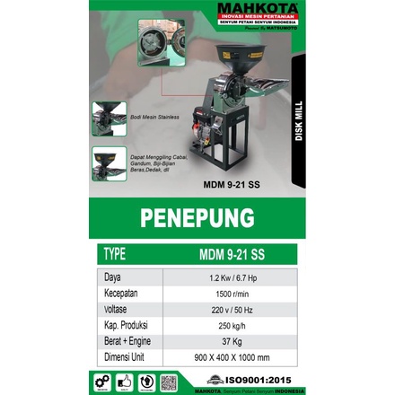 Mesin Giling Penepung Mahkota MDM 921 SS Stainless