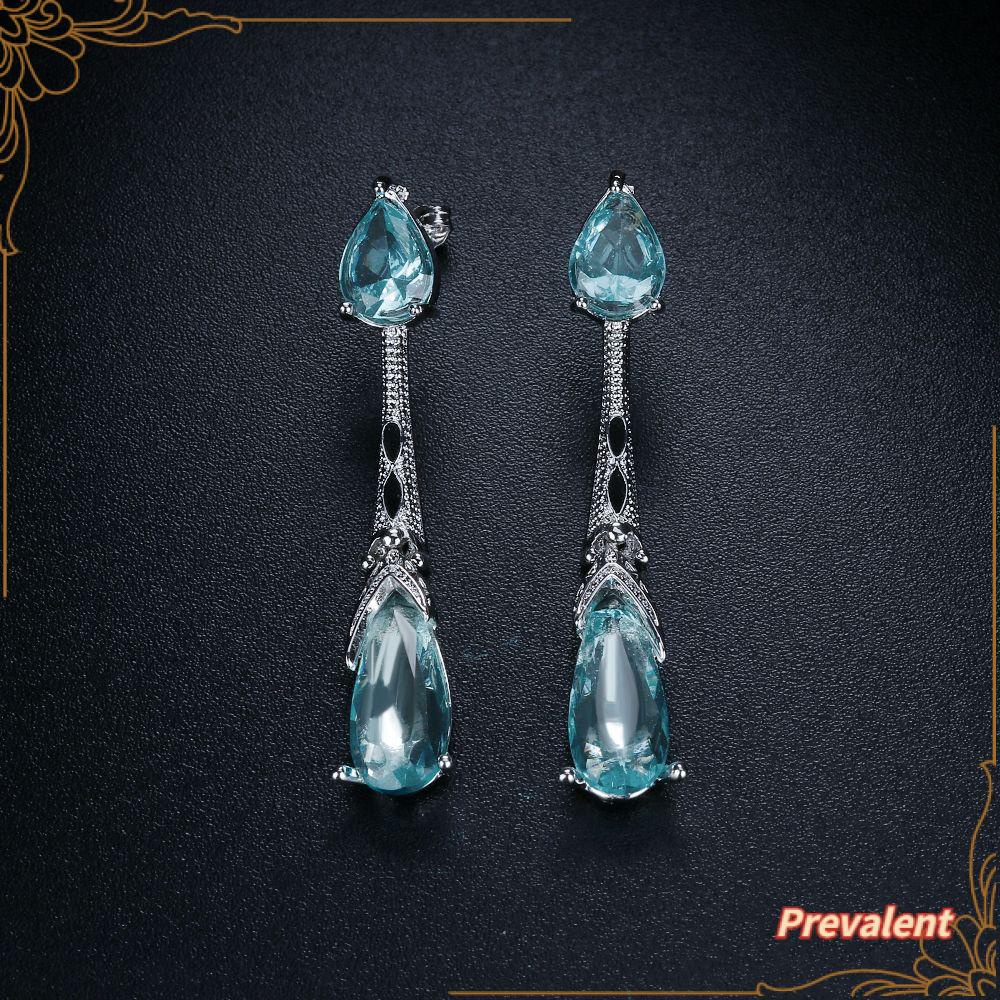 Preva Anting Aquamarine Anting Hadiah Anniversary Perhiasan Pernikahan Ear studs Kristal