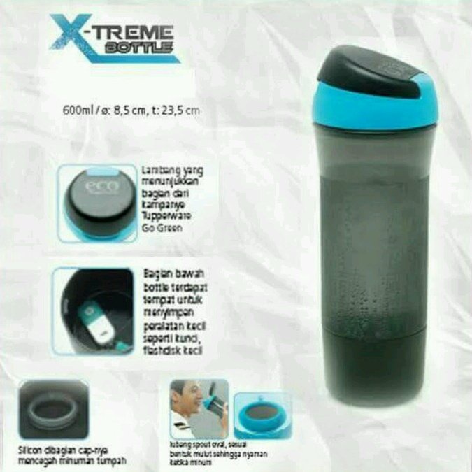 Tupperware Xtreme Bottle Black Botol Minum Cangkir