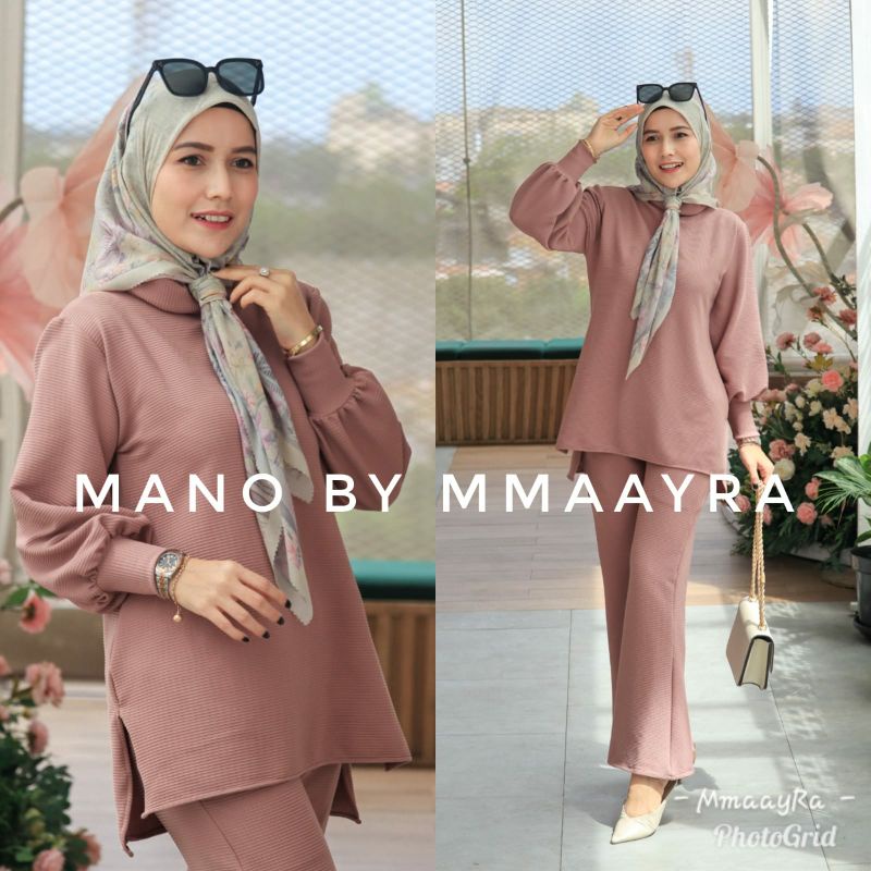 mano set by mmaayra setelan atasan dan celana bahan knitting rajut celana cutbray setelan wanita ter