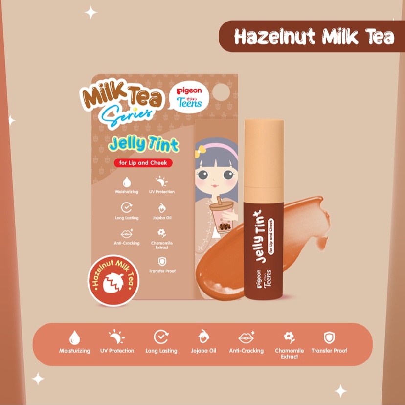 PIGEON Teens Jelly Tint | Lip Tint | Lip and Cheek | Jelly Tint Milk Tea Series | Pelembab Bibir