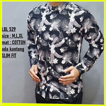 KEMEJA PRIA BATIK LENGAN PANJANG HEM BAHAN KATUN HALUS 40S LBL 529 MEWAH PREMIUM BAJU ELEGANT SIZE M L XL SKU MS JAKARTA