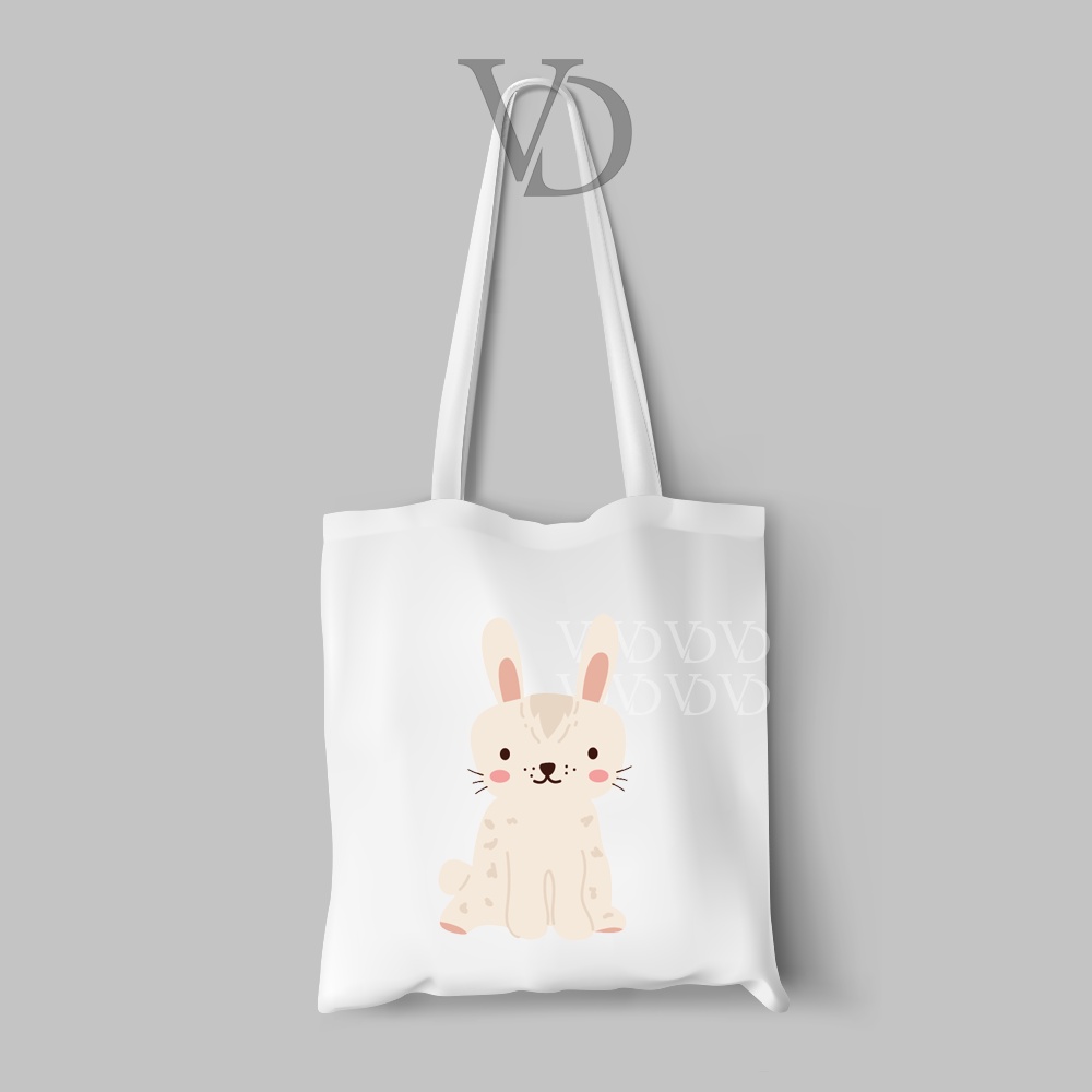 tote bag kanvas cute animal monkey hippo / tas belanja / totebag edisi 2