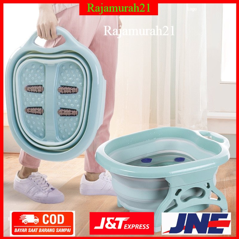 Cyan Baskom Air Lipat Rendam Kaki Pedicure Manicure SPA Foldable Collapsible - SN316 - Blue - 7RHX7ZBL