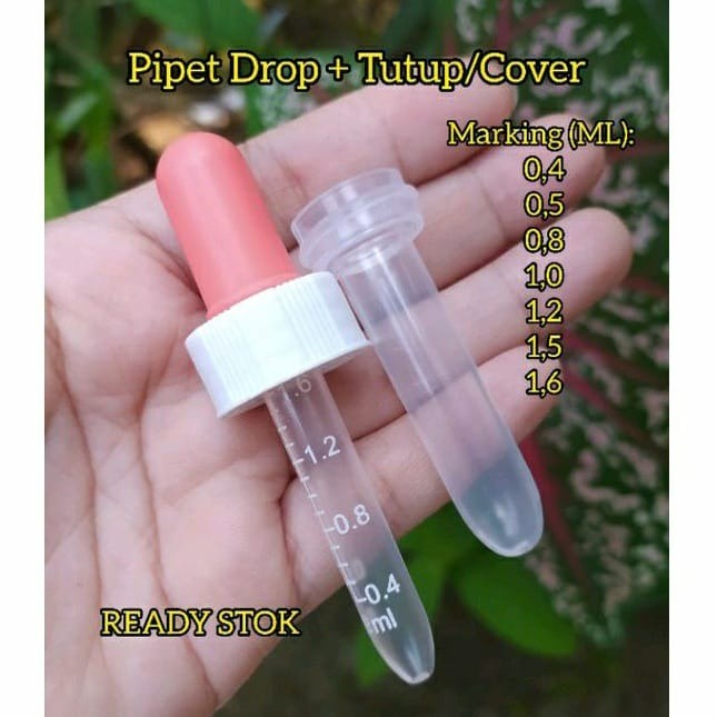 Pipet Obat dengan tutup/ Pipet Drop BAYI 1,6 ML + Tutup/Cover 0,4 - 1,6 ML Orange, Pipet Obat 0,4-1,6 ML, Pipet Tutup