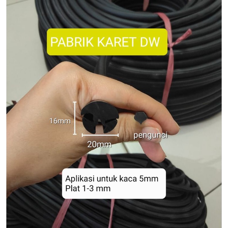 Karet Kaca H Sedang karet panel kaca H 5mm Karet Panel Akrilik H 20mm Karet Koam 001 20mm