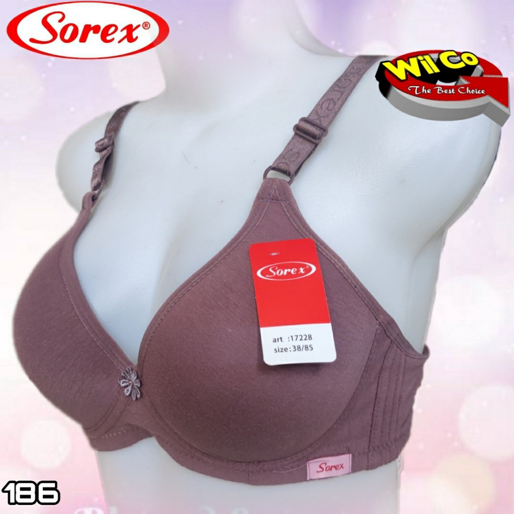 K186 - BRA WANITA SOREX BUSA TIPIS TANPA KAWAT TIGA PENGAIT CUP B/SEDANG SIZE 36-42