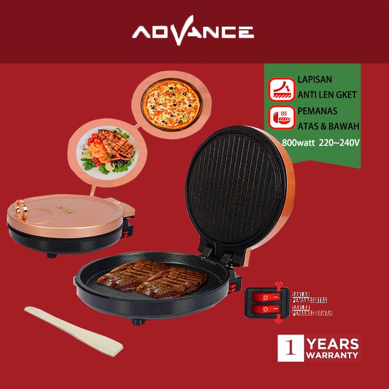 Advance EBF32 Wajan Pemanggang Listrik Alat Pemanggang Daging dan Membuat Pizza serbaguna