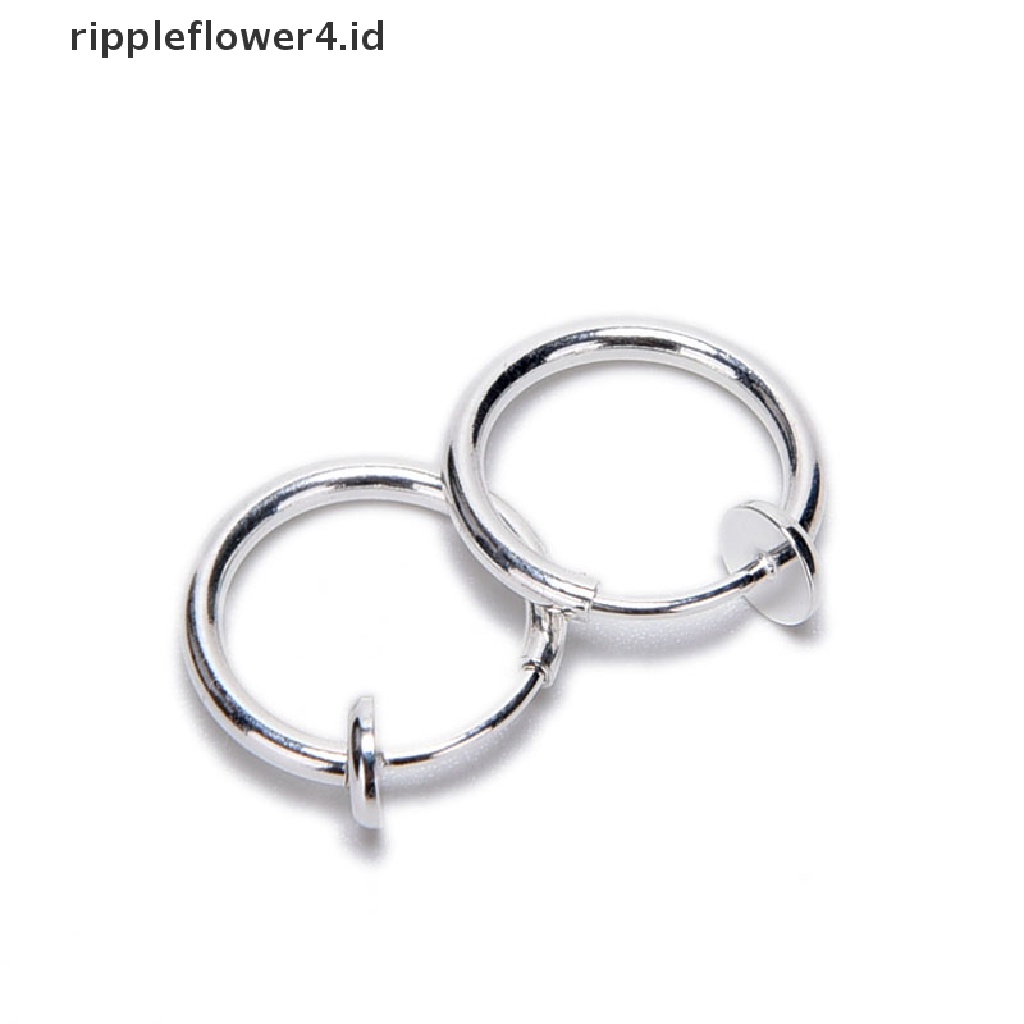 {rippleflower4.id} 2pc Anting Tusuk Palsu Punk Clip On Body Hidung Bibir Cincin Hoop Ear Unisex~