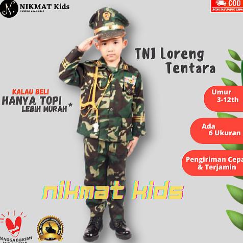 Baju profesi tentara loreng tni anak baju kostum laki laki tk sd