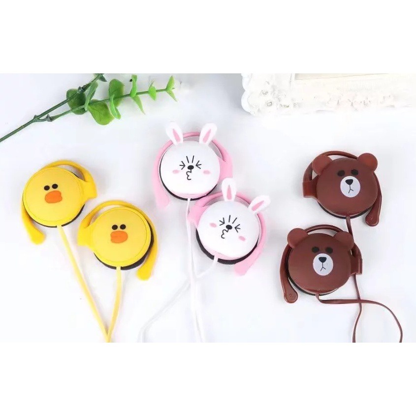 [KN-211] Earphone Karakter Kartun Hewan Beruang Kelinci Bebek / Headset Kartun  / Cartoon Animal Earphone On Ear