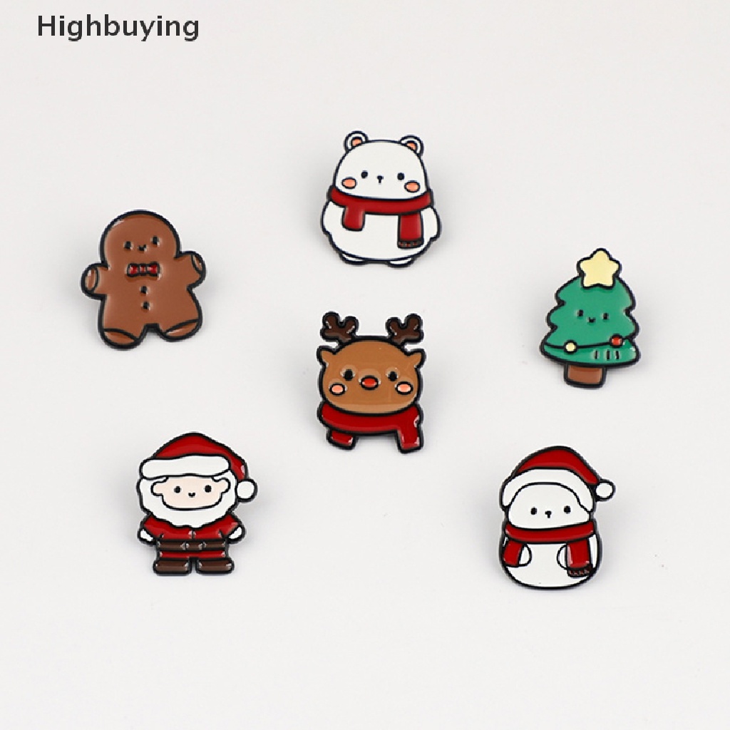 Hbid Kartun Santa Claus Enamel Pin Rusa Pohon Pinus Snowman Bear Boneka Alloy Bros Lencana Hadiah Natal Untuk Anak Glory