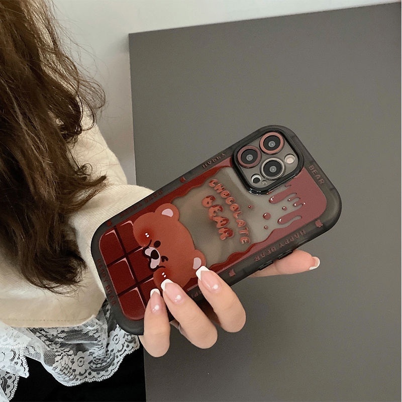 IPHONE Casing Ponsel Desain Beruang Cookies Coklat Kompatibel Dengan Iphone12 13 11 Pro Max X Xs Max Xr Vvcbn