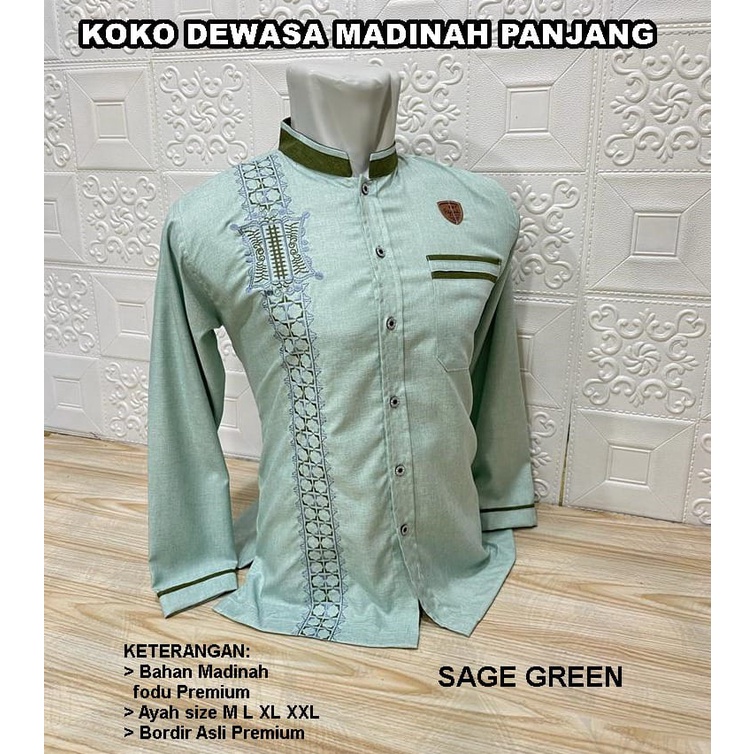 Baju Koko Ayah Tangan Panjang Bordir dada By Agnina