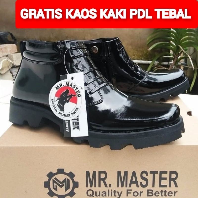 SEPATU PDH KULIT SAPI ASLI KILAP MERK MR MASTER SEPATU PDH TNI POLRI SECURITY SATPAM