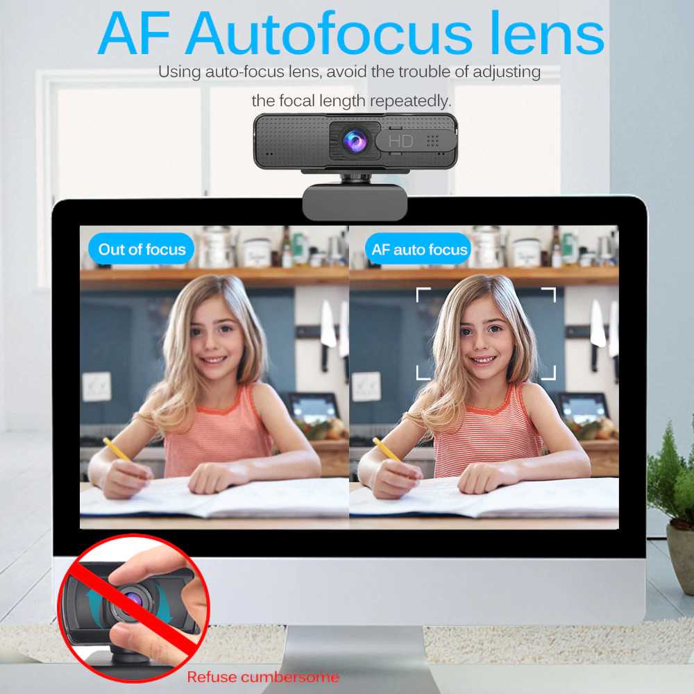 TISHRIC HD Webcam Autofocus Video Conference Zoom Meeting Live Streaming 1080P with Mic Noise Reduction - H701