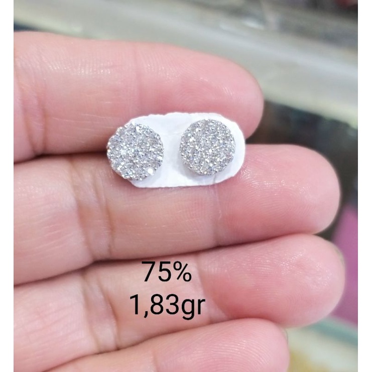 anting giwang emas putih kadar 75 persen HF