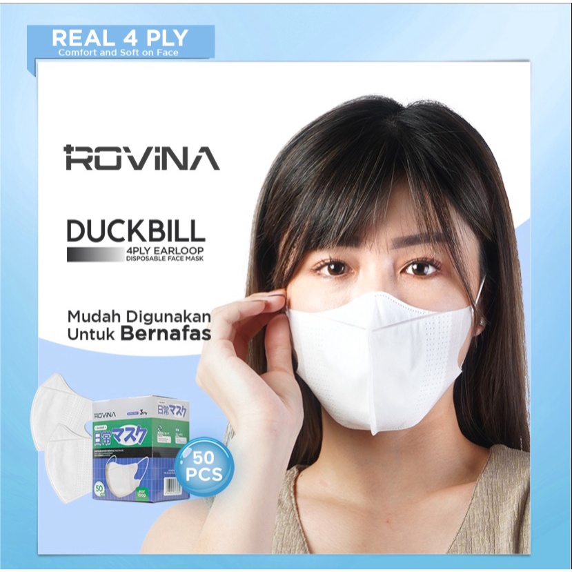 MASKER DUCKBILL ROVINA 3PLY/ MASKER NON MEDIS ISI 50PCS