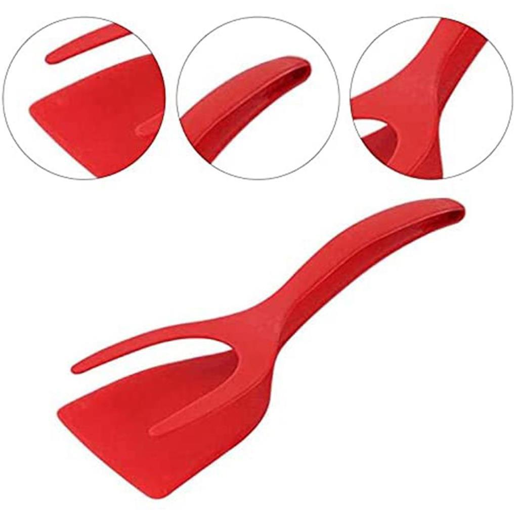 2-in-1 Spatula Penjepit Silikon Multifungsi Halus Penjepit Dapur Non-Stick Gagang Panjang Makanan Klip Tong Rumah Restoran Alat