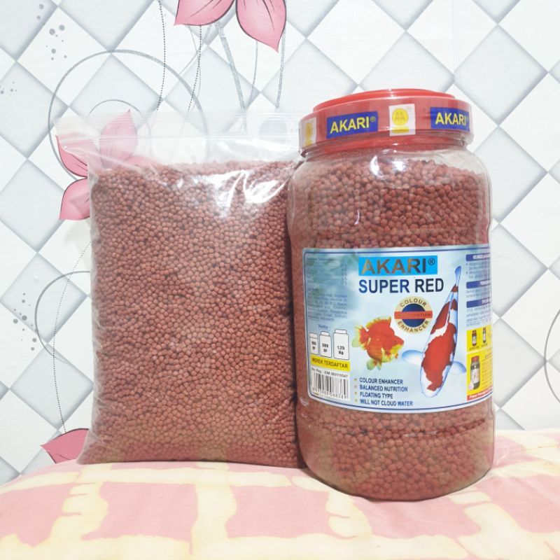 AKARI SUPER RED REFILL 1 KG 1MM 2MM DAN 5MM PELET PAKAN IKAN KEMASAN POLOS