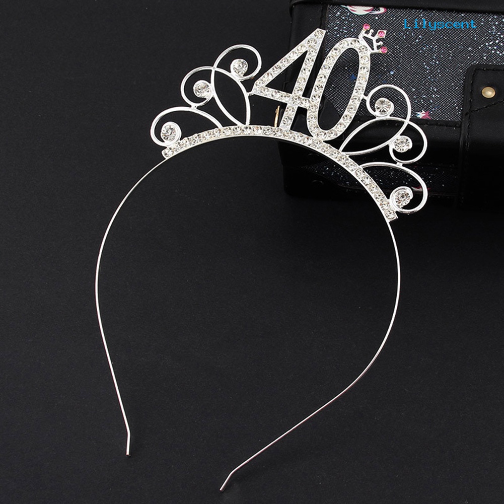 [LS]16/18 /21/30 /40/50/60/80 Pesta Ulang Tahun Tiara Mahkota Bando Rambut Loop Dekorasi