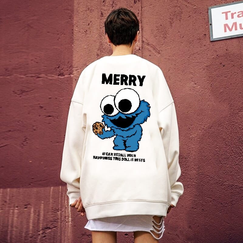 Sweater Basic Crewneck MERRY Pria Wanita bahan Fleece Tebal Ukuran S M L XL XXL XXXL