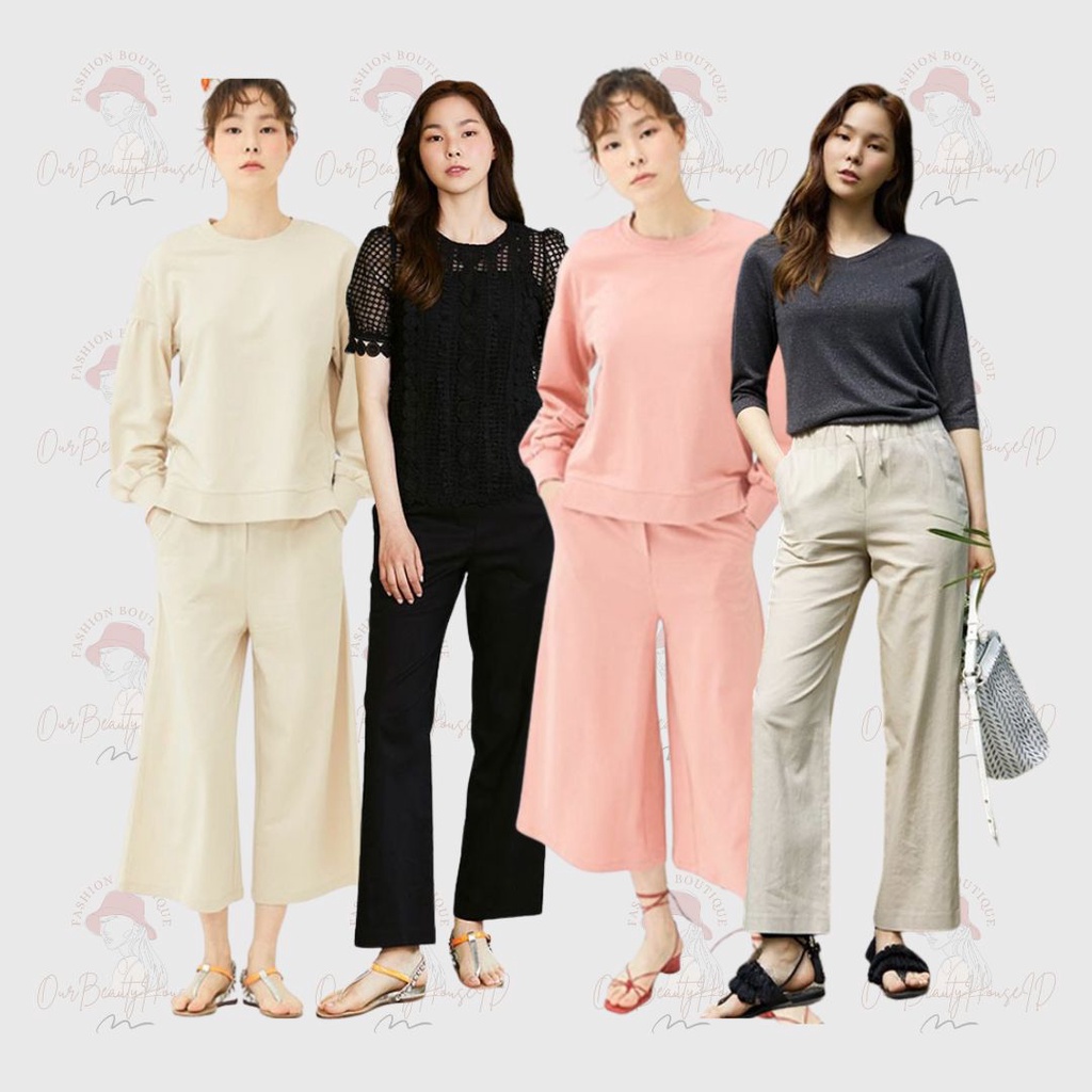 LAPIAF Celana Wanita Italy Design Linen Pants Wide Culotte