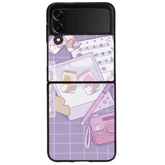 Casing Case Samsung Galaxy Z Flip 3 Z Flip 4 Z Fold 4 Z Fold 3 purple aesthetic D28