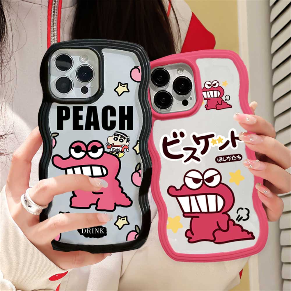 Realme 10 C33 C30 C31 C35 C21Y C25Y Realme C11 C25 C17 C15 C12 C3 C2 Realme 8i 7i 5 5i 6i 7 Pro Kartun Pink Crocodile Wave Edge TPU Phone Case Cover