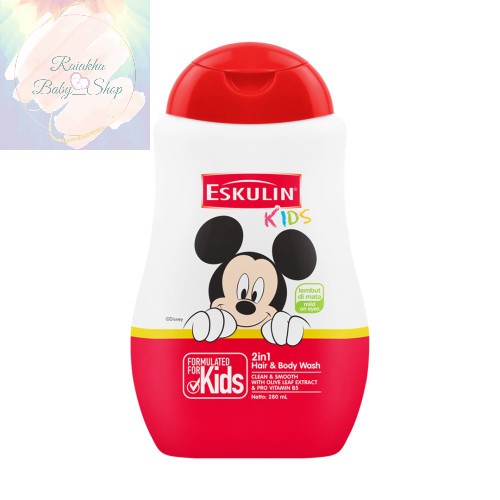 Eskulin Kids Hair Body Wash Mickey Bottle 280ml