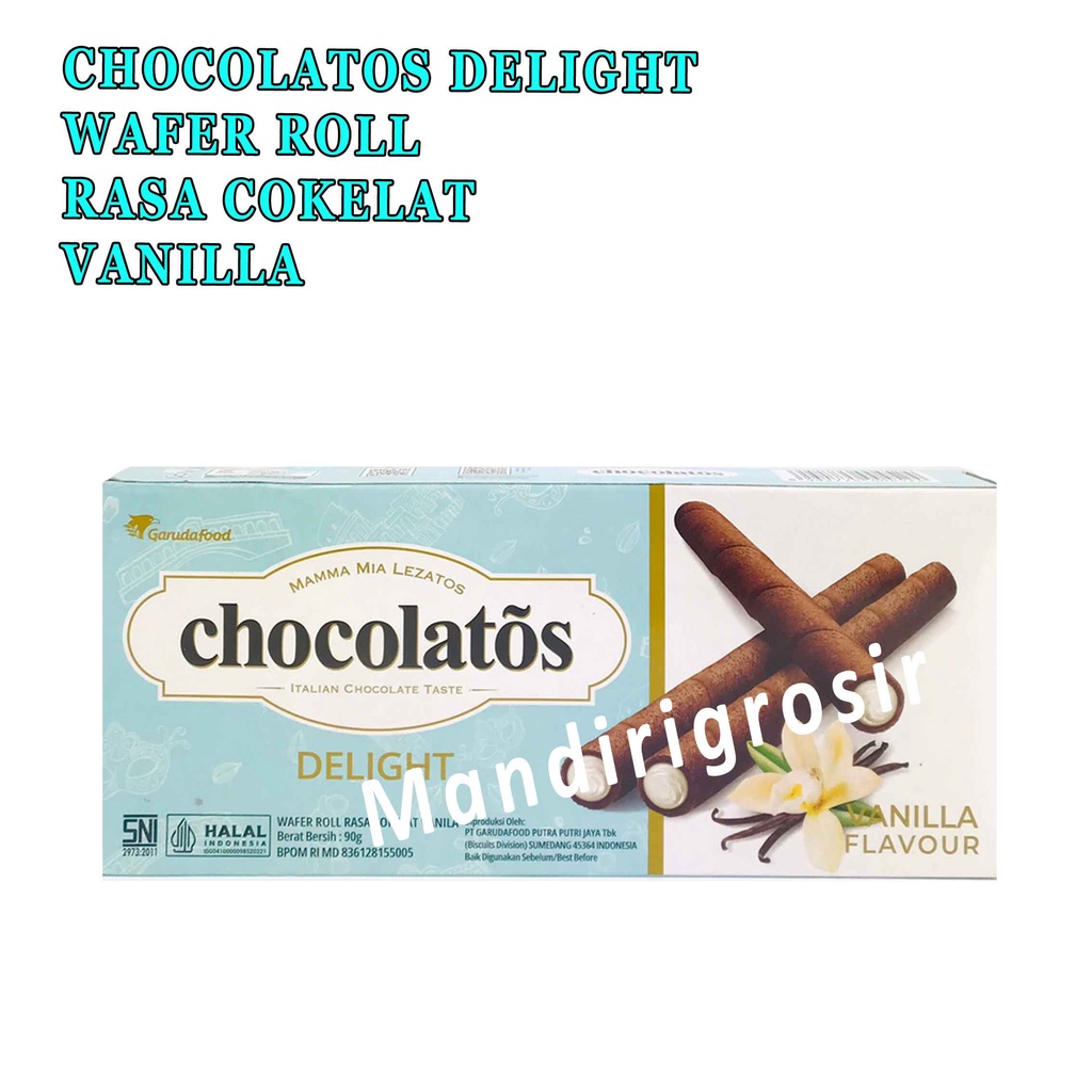 Wafer Roll * Chocolatos Delight * Wafer Rasa Coklat &amp; Vanilla * 90g