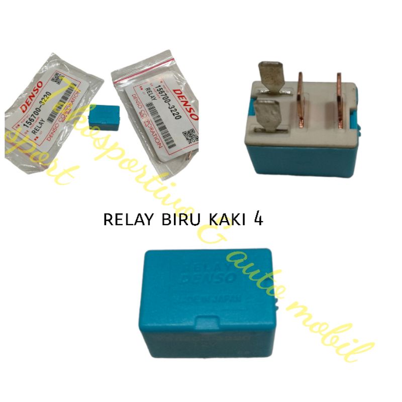 Relay biru kaki 4 Denso 12v Avanza Riley universal relay biru Denso Made in Japan