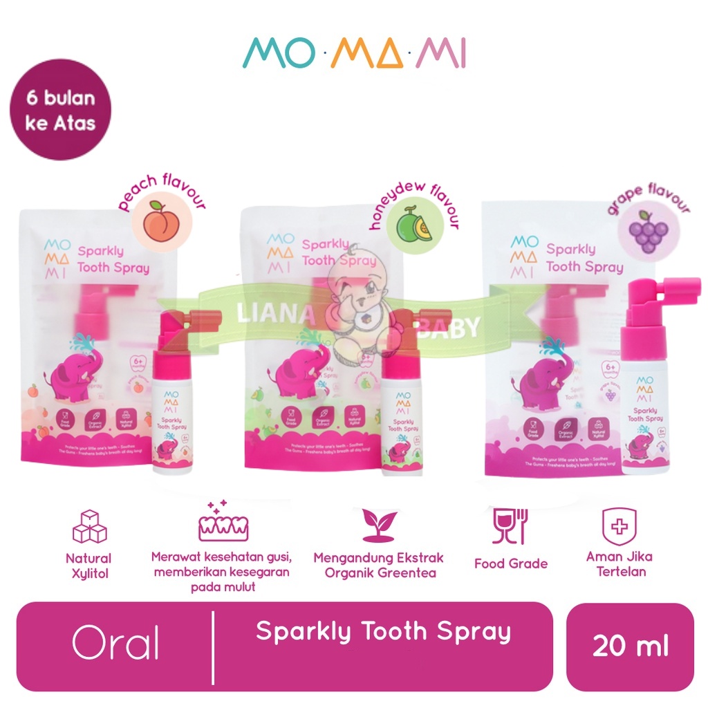 PERA667 MOMAMI SPARKLY TOOTH SPRAY SEMPROT PERAWATAN GIGI ANAK 20ML exp bln 10 2025