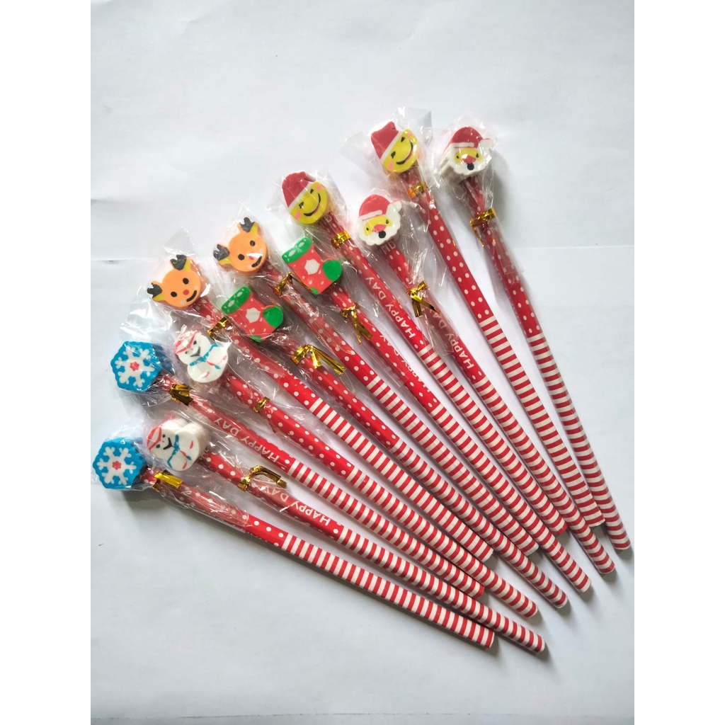 6 pcs Pensil Penghapus Merry Christmas Natal Natalan Santa Clause Sinterklas GMALL-ST0199