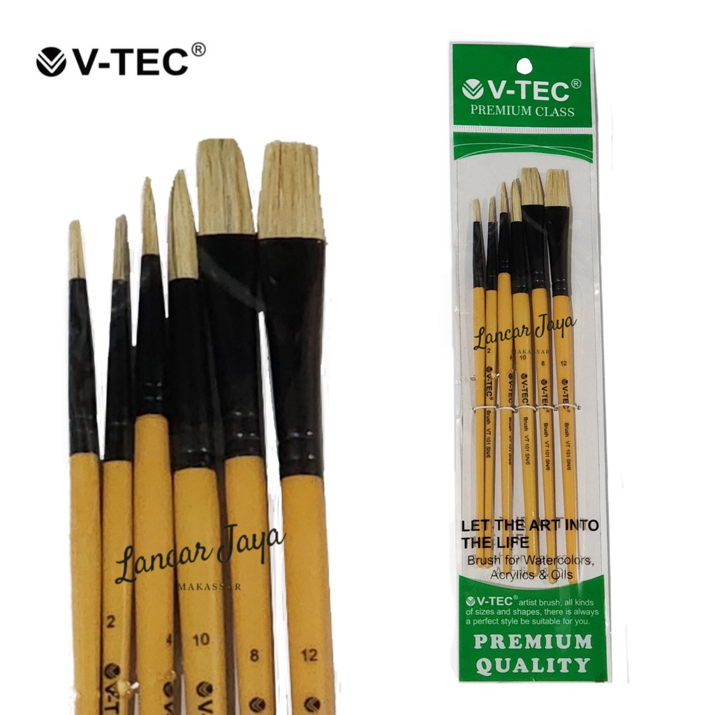 Brush Set V-TEC Type 101 SN/6 Kuas Cat Air Acrylic Lukis Minyak