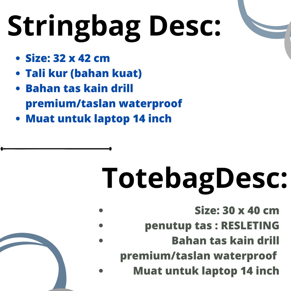 TOTEBAG / STRINGBAG hitam JUJUTSU HIGH CREST anime manga jepang viral drawstring tas tote muat laptop || Kiiyoomii ||