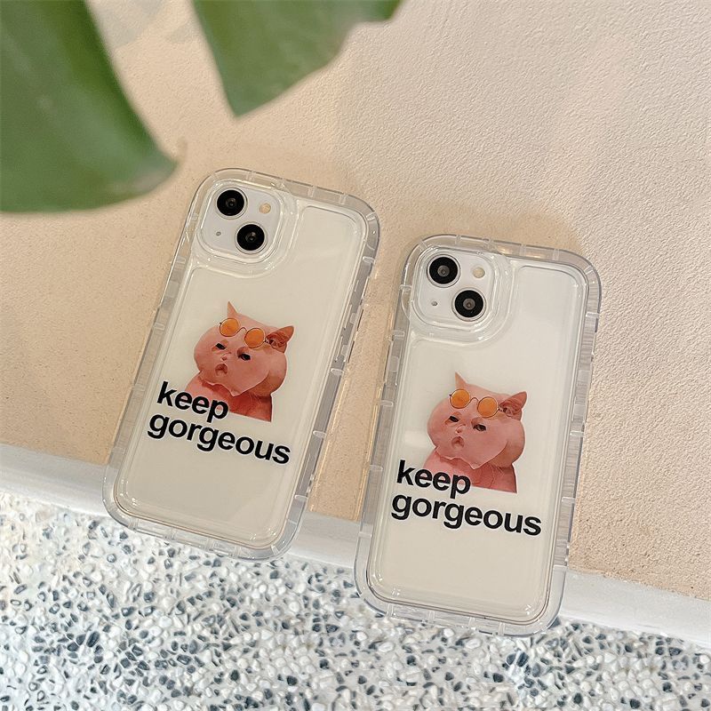 IPHONE Casing Ponsel Lembut Kucing Gemuk Kompatibel Untuk Iphone14 13 12 11 Pro XS Max X XR 78 6 6S Plus Casing Transparan Shockproof TPU Cover