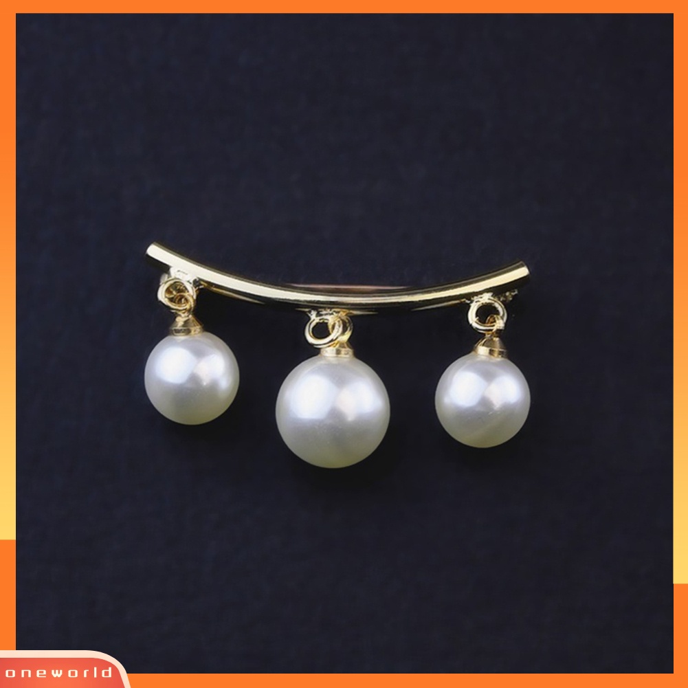 OW@ Fashion Faux Pearl Dangle Beads Collar Lapel Brooch Pin Clothes Jewelry Decor