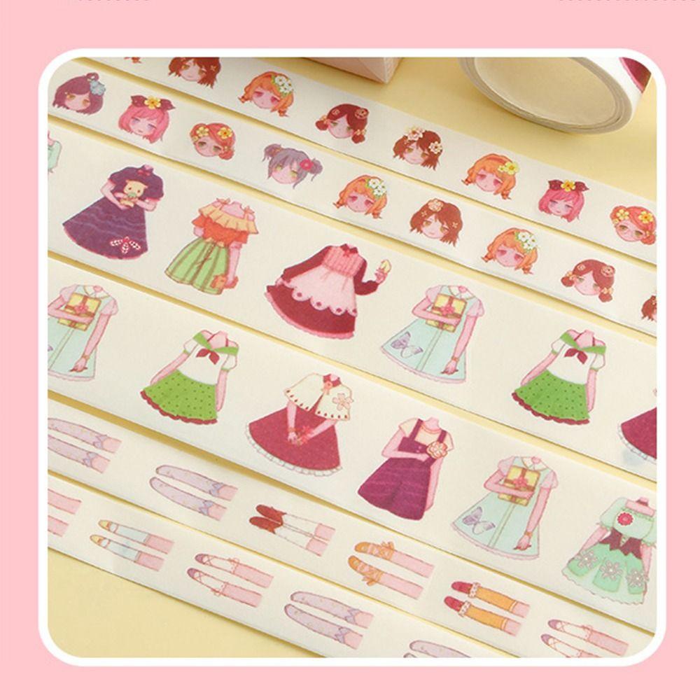 [Elegan] Kecantikan Dress Up Tape Stiker Kartun 3roll Aesthetic Mainan Anak Akun Tangan Jurnal DIY Stiker Dekoratif